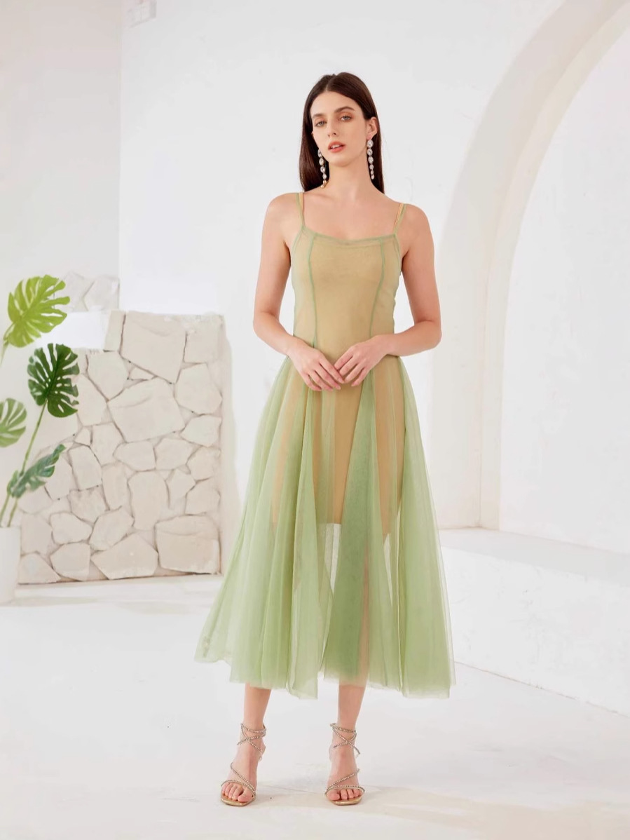 MU280 Spring and Summer New Swing Skirt Holiday Party Dress