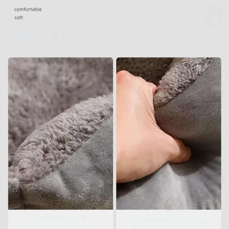 Fluffy Thickened Cat Bed Square Warm Comfortable Pets Cushion Pad with Non-slip Base Large Soft Dog Nest Winter Pet Supplies