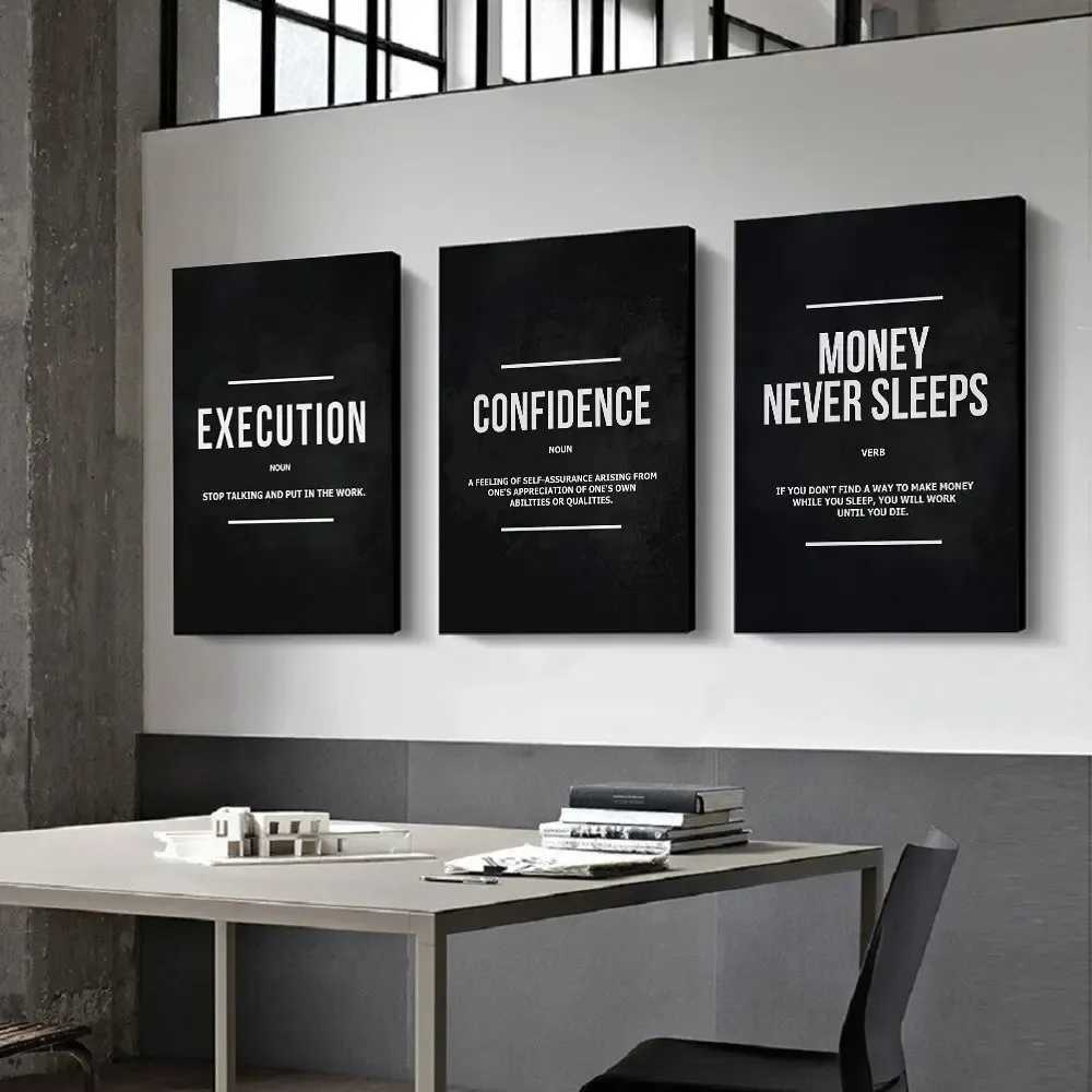 Inspiring quotes poster wall art money Nr sleep motivation canvas printing picture painting Y250218