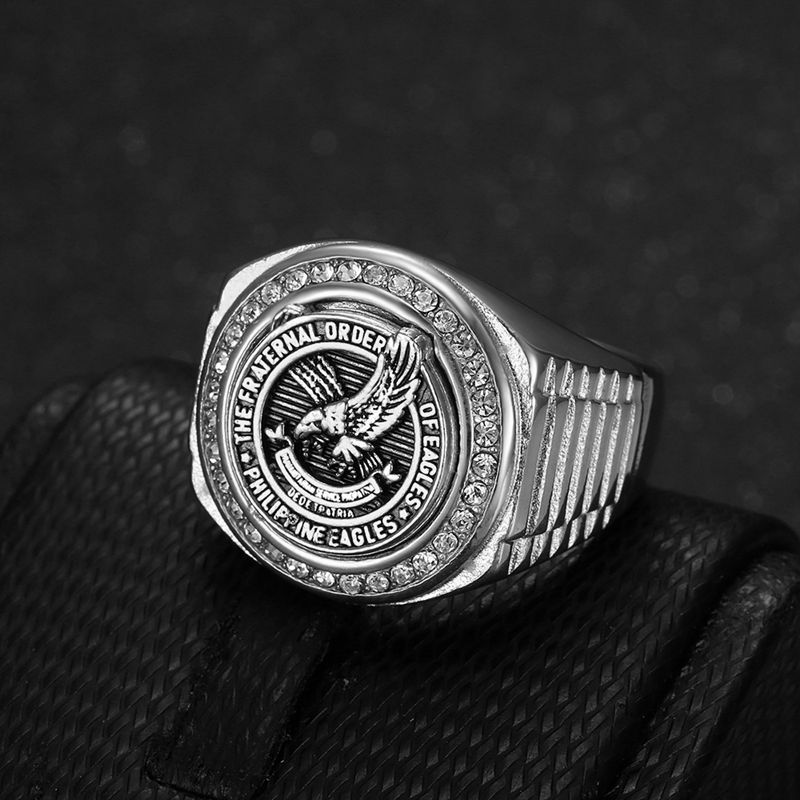Hip Hop Philippine Eagle Casting Ring Stainless Steel Gold Plated Mens Jewelry