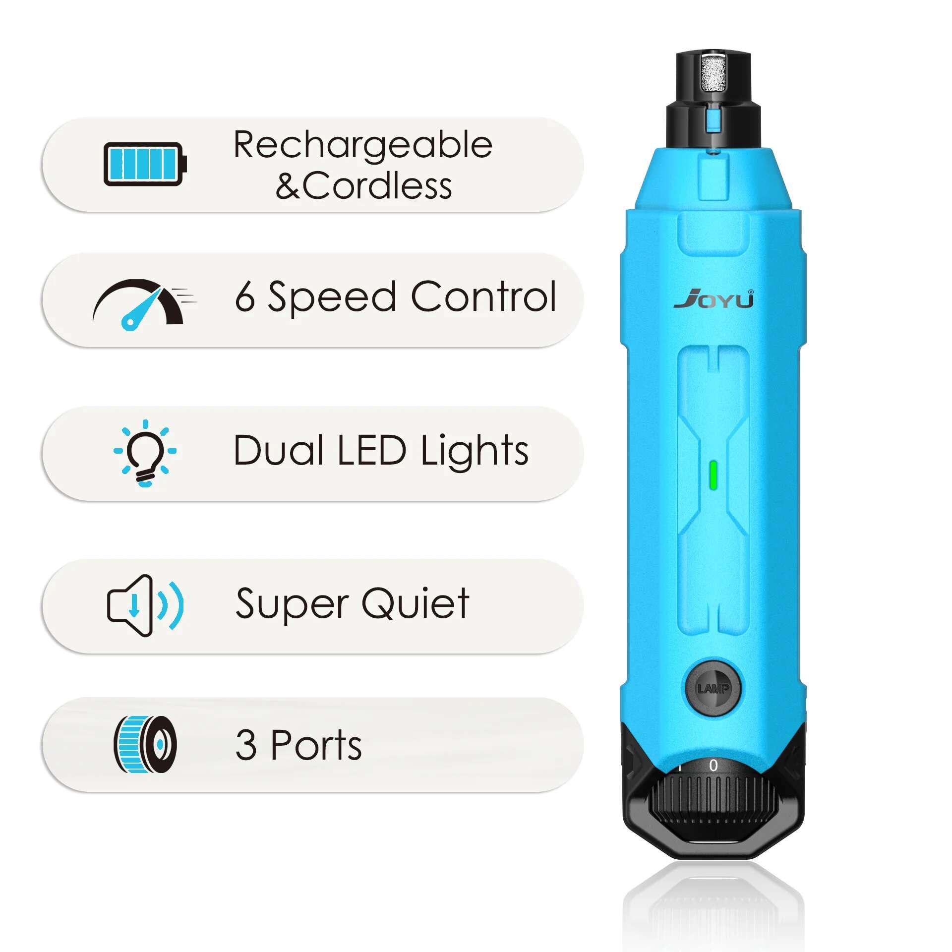 6-Speed Enhanced Pet Grinder Super Quiet Rechargeable Electric Dog Nail Trimmer Painless paws grooming