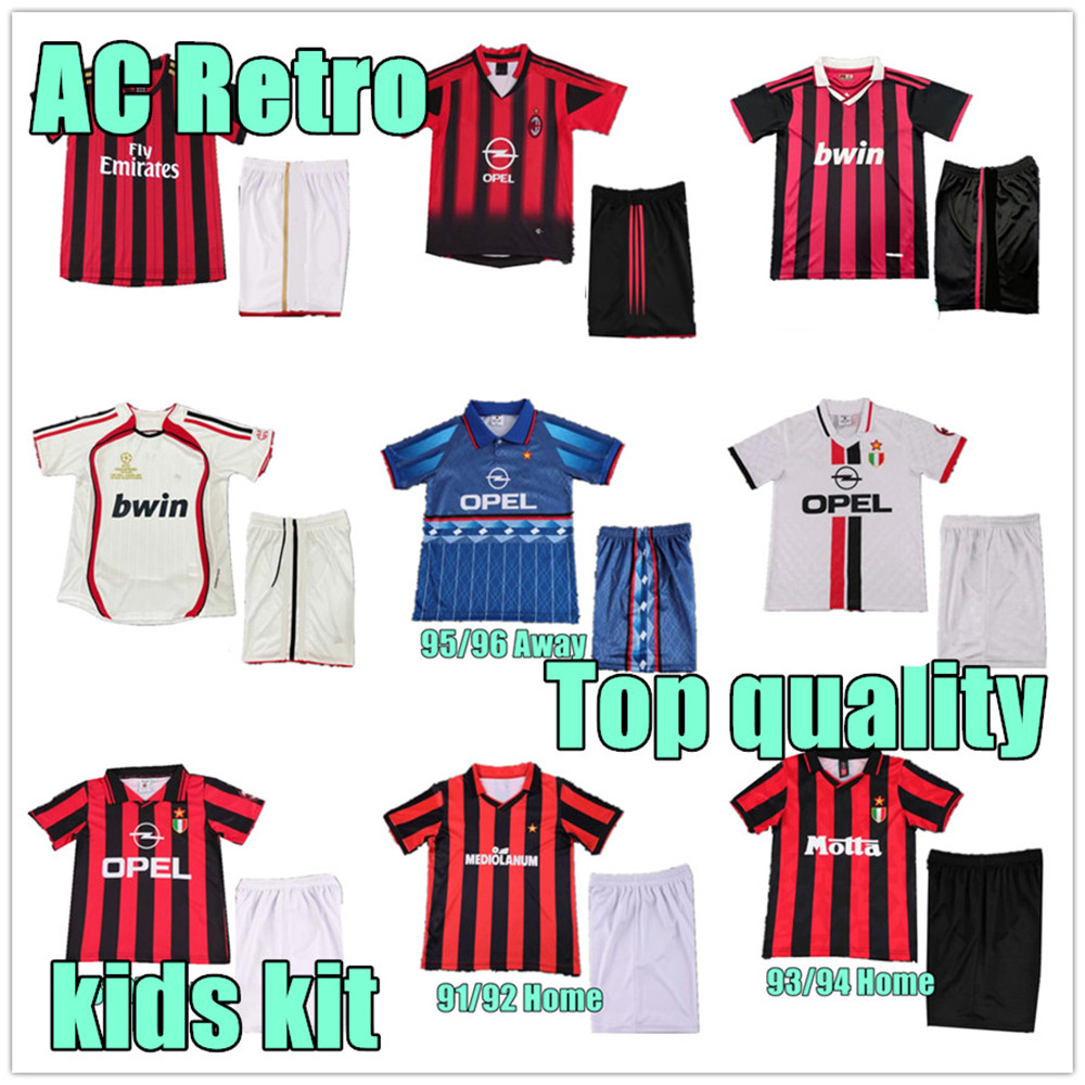 06/07 kids AC Retro soccer jerseys MILAN designer t shirt kids kit AC KAKA IBRAHIMOVMILAN IC WEAH football shirts Football jersey