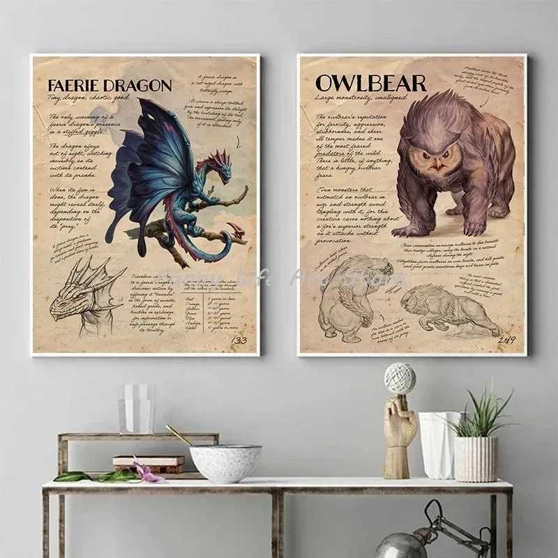 D D Monster Manual Movie Game Dungeons Dragons Posters and Prints Canvas Printing Wall Art Picture for Gaming Ro Decor Gift Y250218