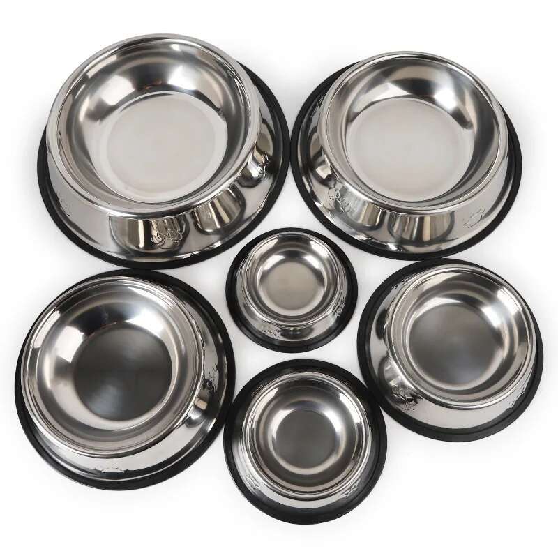 Quality Paw Stainless Steel Bowl Feeder Skidproonti-ant Shape Cat Dog Bowls Food Accessories Pet Supplies 6 Sizes