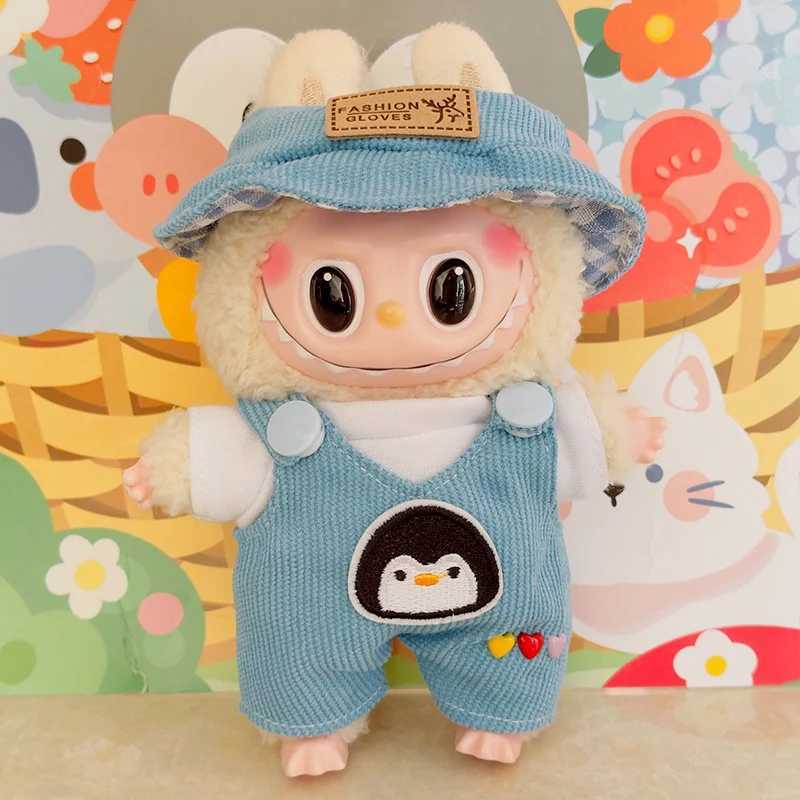 Labubu Doll Fashion Set Cute White Shirt Hat Animal Overalls Doll Clothes Accessory Gift for 17cm DollT250222