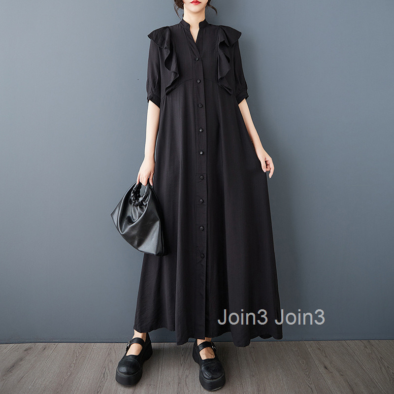 Spring/Summer New Yamamoto Dark Lotus Leaf Edge Collar Dress Loose Temperament Shirt Long Dress