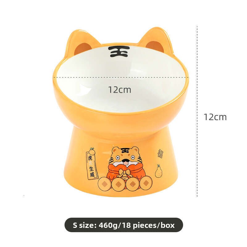Tilted Cat Food Bowl - Whisker Friendly, Anti Vomiting, Slanted, Cat Bowl, Orange