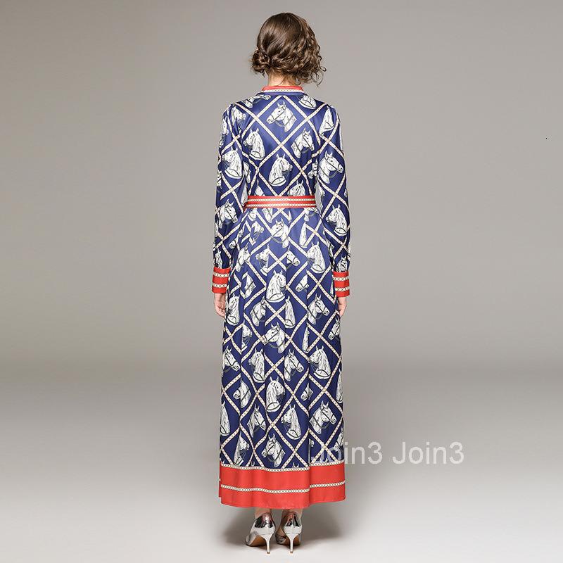 Fashion Checkered Animal Printed Long Skirt with Bow Tie Dress and Tie