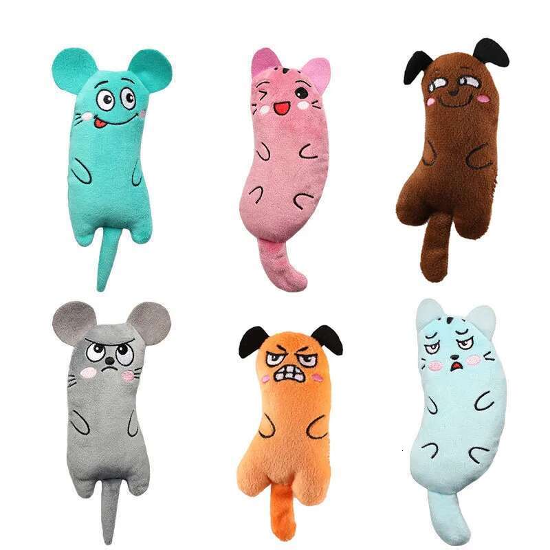 Cute Funny Interactive Plush Cat Mini Teeth Grinding Caip Toys Kitten Chewing Squeaky Toy Pets Accessories