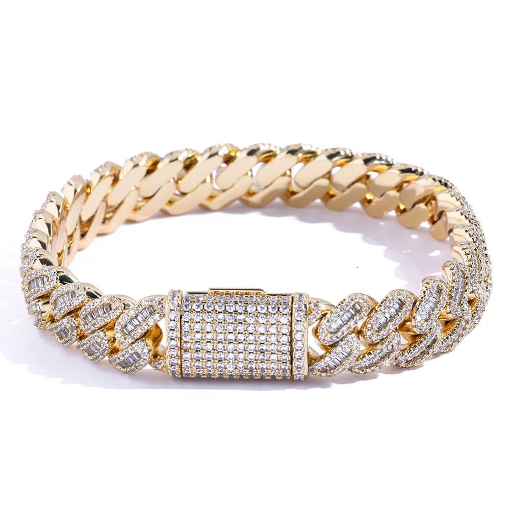 12MM Cuban Link Chain Bracelet for Men Women Zircon Paved Iced Out Bling Miami Cuban Bracelet Hip Hop Jewelry 250221