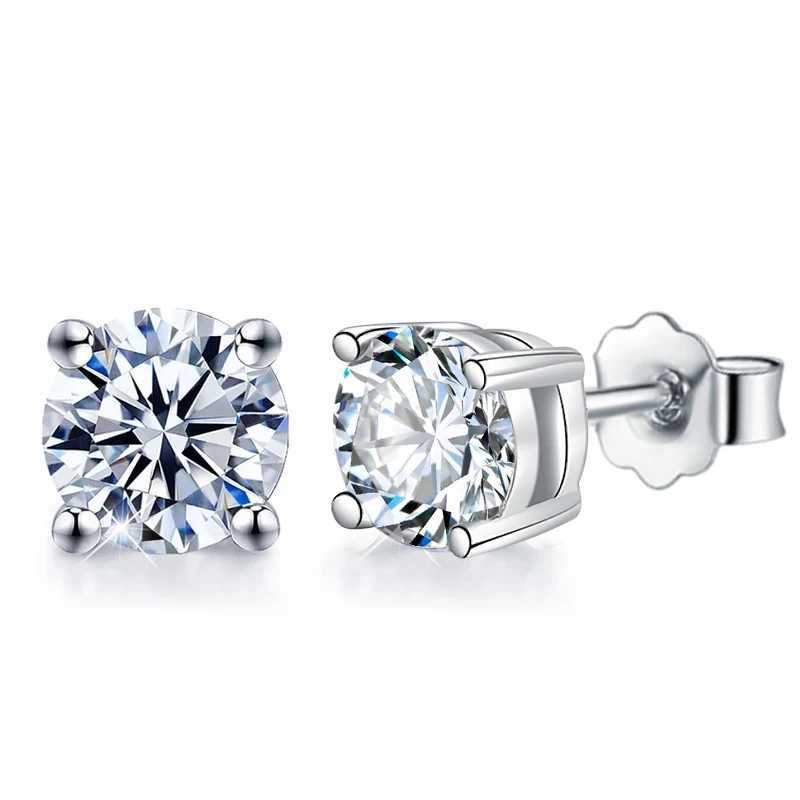 KNB 0.1CT-2CT D Color Lab Created Diamond Certified Moissanite Stud Earrings for Woman Gift 925 Sterling Silver Wedding Jewelry Y250222