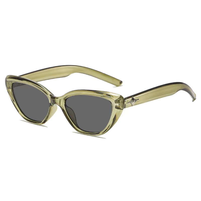 Cross border Korean New Black Cross Star Sunglasses Small Frame Cat Eye Sunglasses Women's Premium UV Resistant Sunglasses