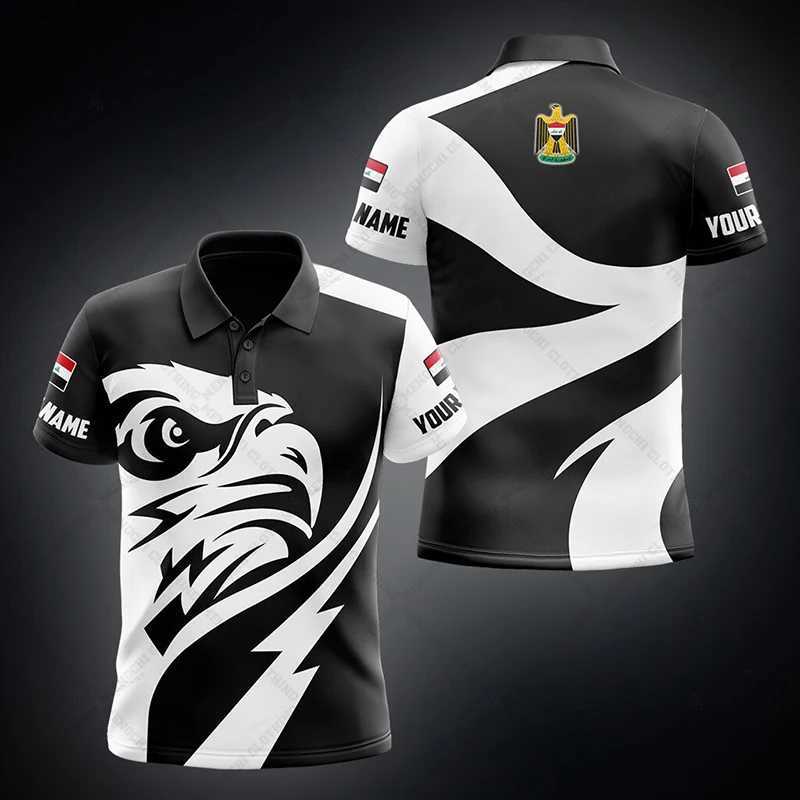 Men's Polos Custom Name Iraq Emblem Graphic Polo Shirt Summer Unisex Casual Streetwear Mens Fashion Loose Fast Dry Plus Size Sportswear z250222