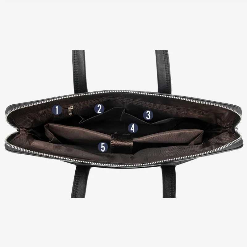 High Quality Men Briefcases Bag For 14 inch Laptop Business Travel Bags Handbags Leather Office Shoulder Bags For Man Z250220-1