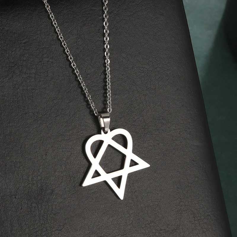 Classic Simple Personty Heartagram Star Heart Stainl Steel Pendant Necklace Mens Womens Fashion Star Of David Necklace W250221