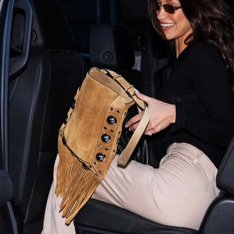 2025S Bohemian Vintage Faux Suede Bags For Women Designer Handbags Purses 2025 New In Tassel CrossbodyC250222 Shoulder crossbody bag women bag