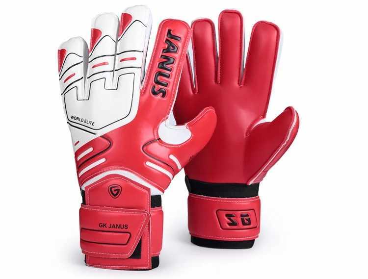 Janus NEW Goalkeeper Goalie Keeper GK Gloves Finger Protect Saving Size 7 8 9 10 RED Free ShipXJ250221