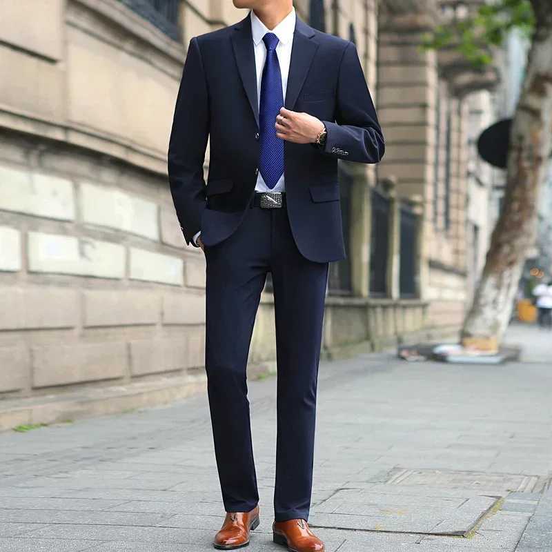 Spring New Mens Wear (suit + Pants) Wedding Dress Fashion Handsome Suit Business Tooling All Fashion Solid Color Two-piece SetXJ250222