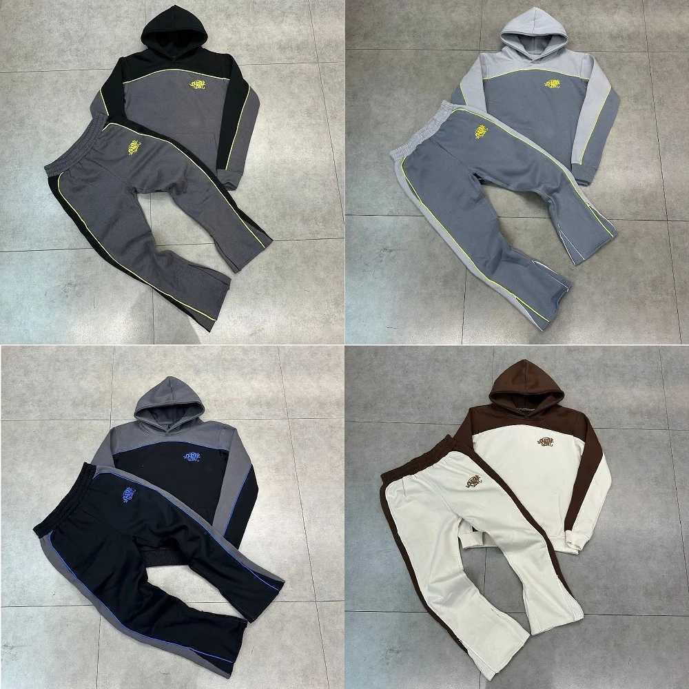 Sy Sweatshirt and Trousers Sports set Jogging Men fleece Hoodie Hooded Tops Pants Women Streetwear Coat Warm patchwork Tracksuit M250221