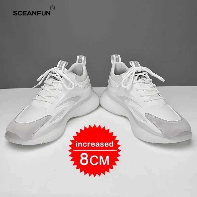 Men casual sneakers elevator breathable mesh heightening shoes for Man NEW top 8cm hidden h height increased designer Z250224