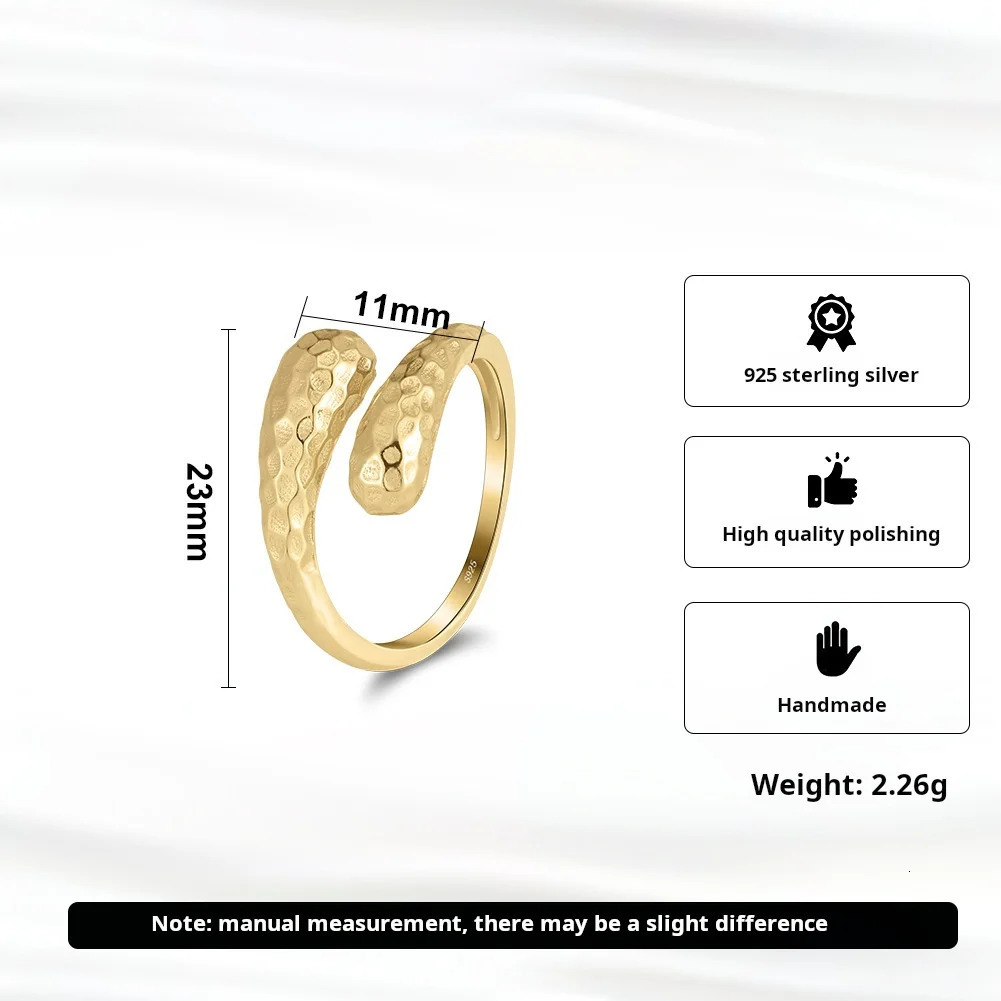 925 Sterling silver snake-shaped open ring European and American minority simple elegant opening advanced sense 250222
