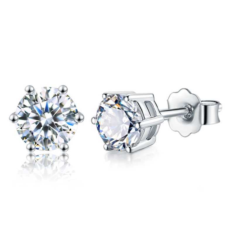 KNB 0.1CT-2CT D Color Lab Created Diamond Certified Moissanite Stud Earrings for Woman Gift 925 Sterling Silver Wedding Jewelry Y250222