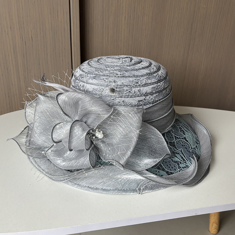 Perfect Most Satin Cloth Church Hat Deluxe Unique Pography Wedding Hat Fancy Formal Flower Fascinator Top Hat Female 24