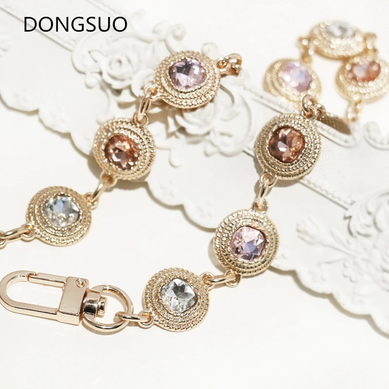 er chain strap charms beaded diamond stone metal chain handbag bag purse replacement Accessories Hardware quality 250217