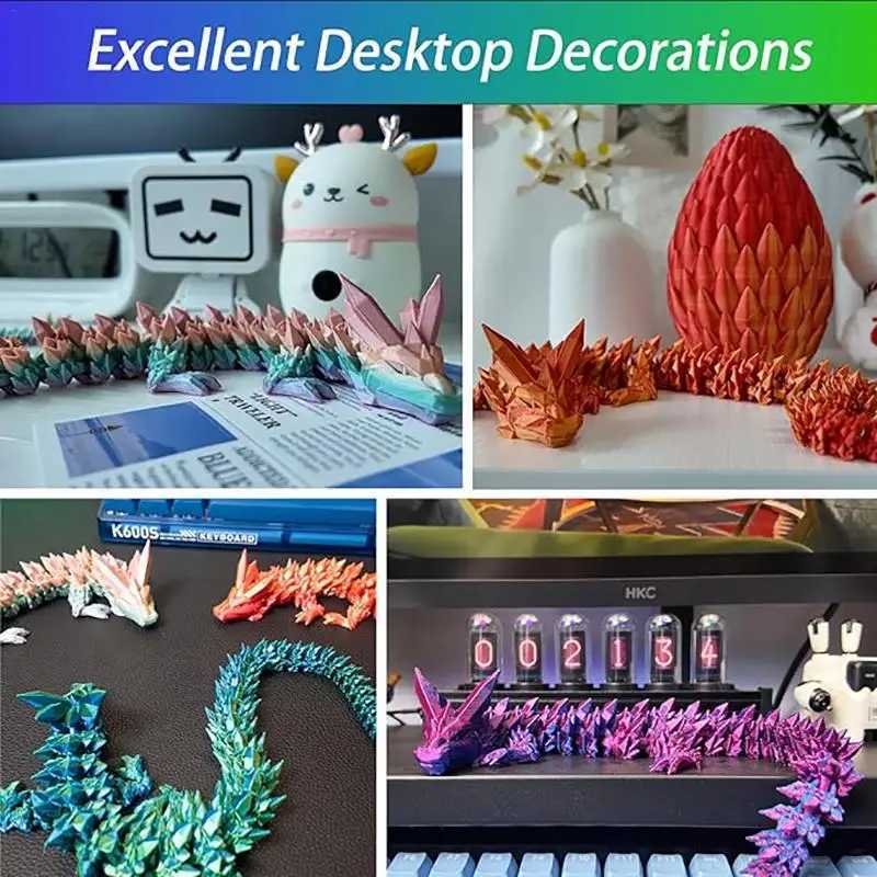 3D Printed in Full Articulated Crystal with Dragon Egg Home Office Decor Executive Desk Toys Free shipping