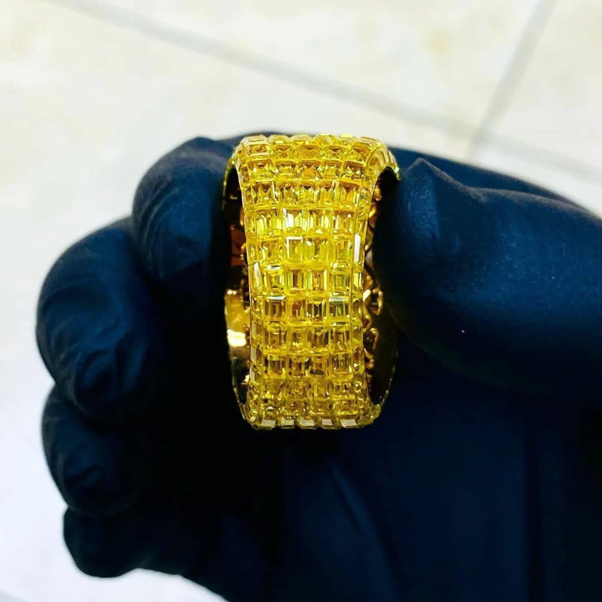 Hip hop jewelry men's sier gold chilled pyroxene hip-hop ring