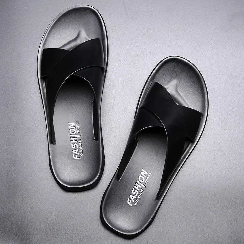 Sandals for Men Slippers Genuine Leather Luxury Brand Fi Men Flats Casual N-slip Beach Sandalia Zapatos Hombre 2024XJ250221