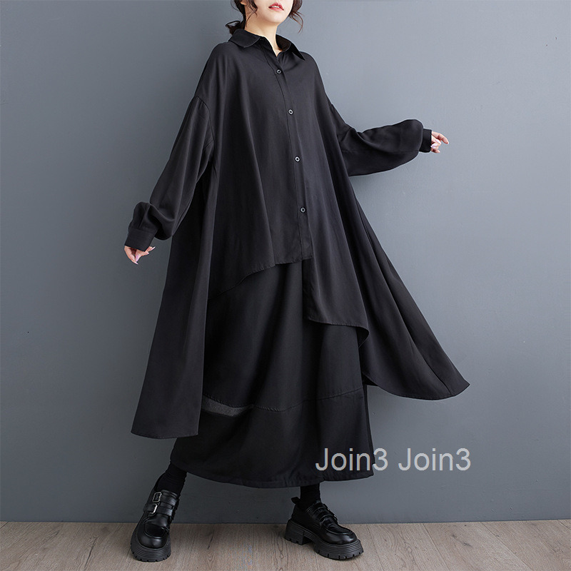 Spring and Autumn New Dark Irregular Niche Lining Skirt Fashion Large Size Long Shirt Skirt Coat