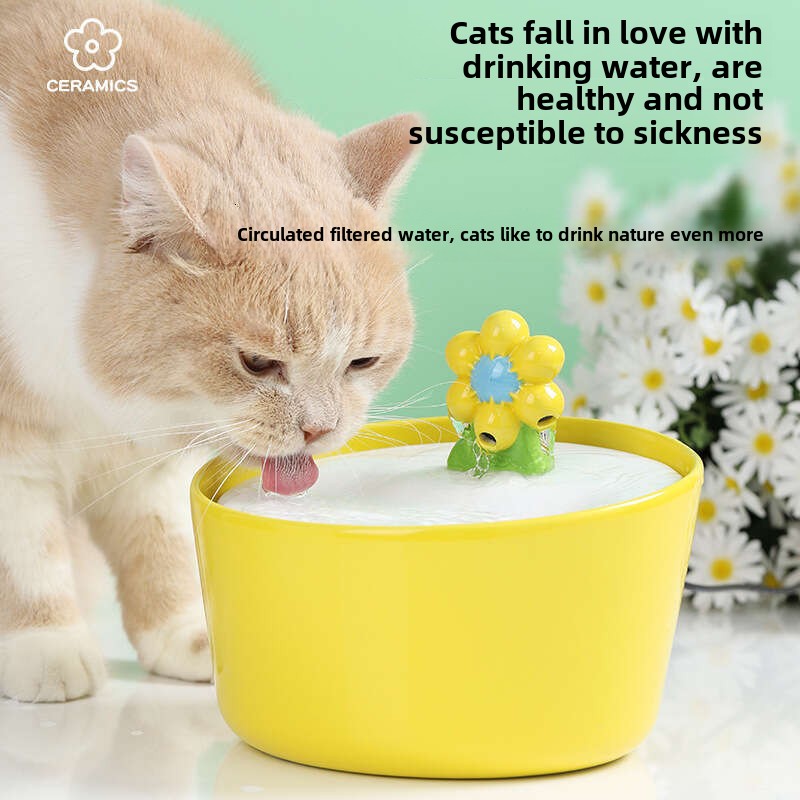 Pet Friendly Swan Design Ceramic Electric Fountain - Hygienic Drinking Solution with Ergonomic Neck Support for Cats
