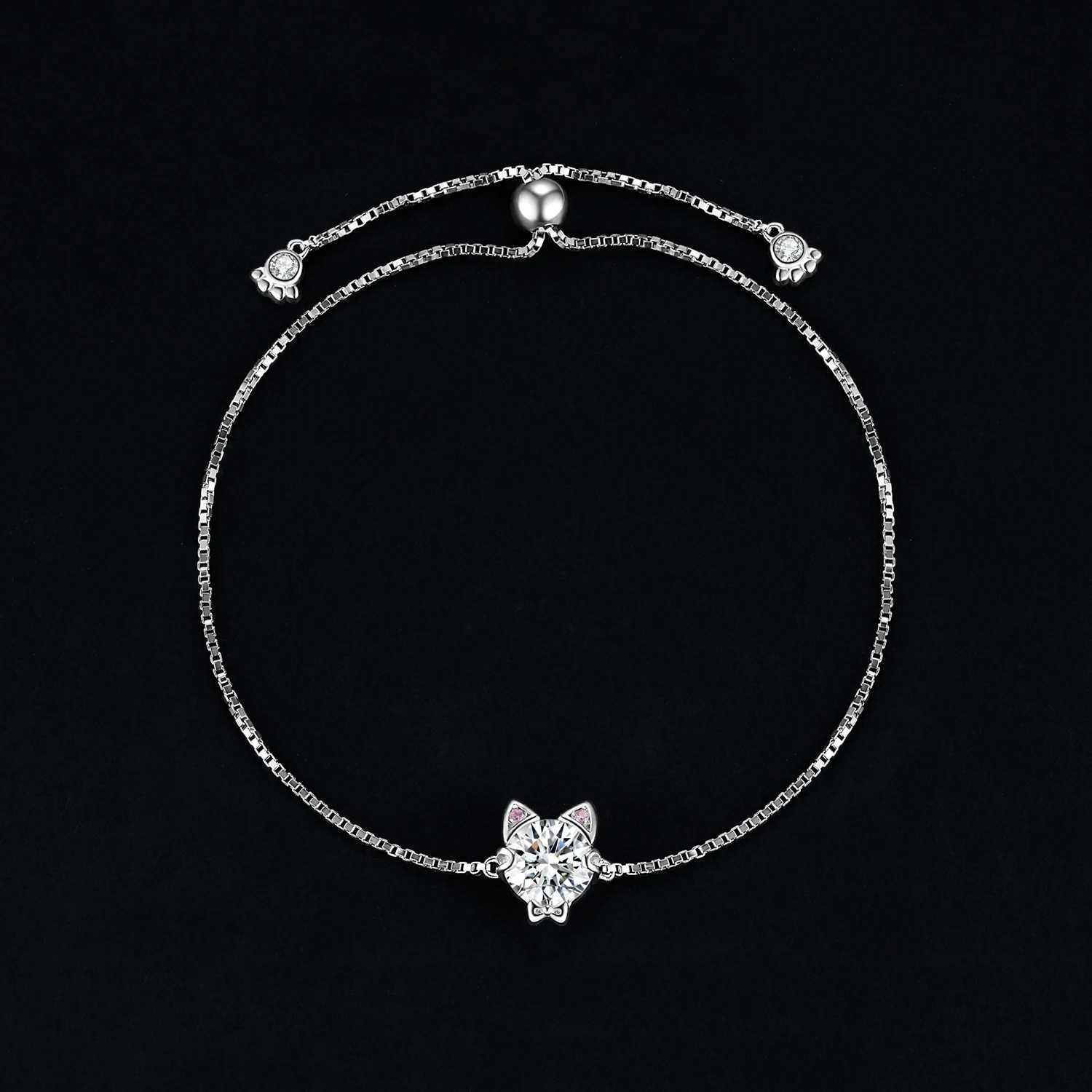JewelryPalace newly arrived Love Cat 1.7ct round gemstone 925 sterling silver adjustable link bracelet womens exquisite jewelry gift W250221