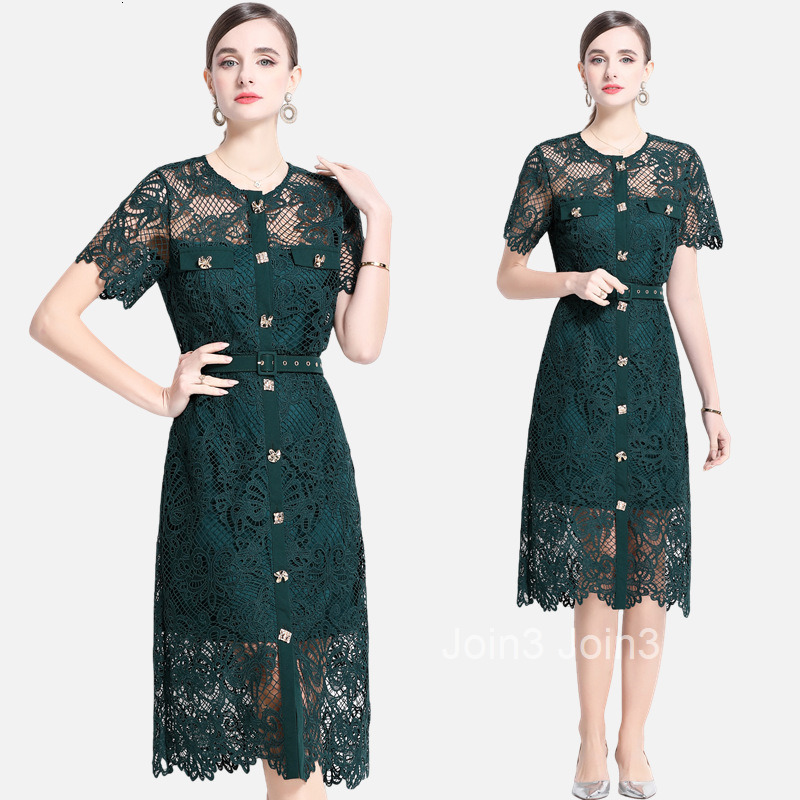 Spring and Summer Fashion Show New Style Embroidered Long Skirt Elegant temperament Single breasted Dress