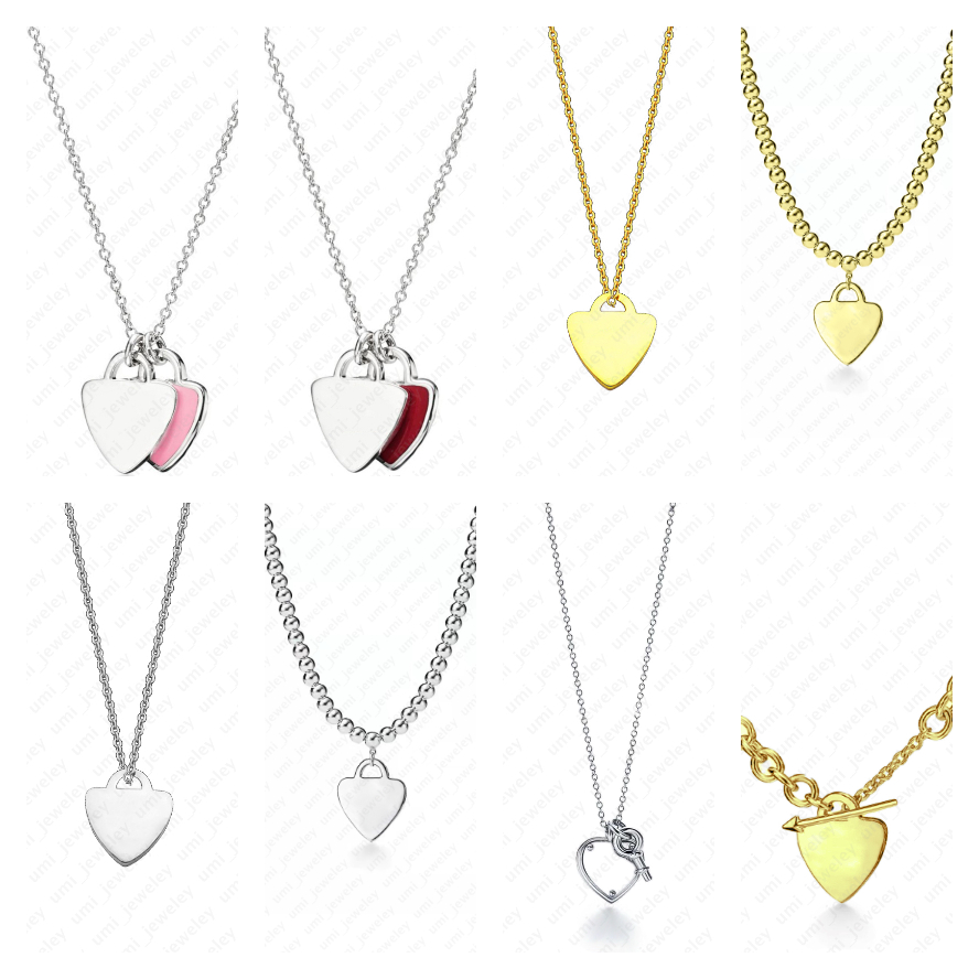 designer jewelry women necklace 925 sterling silver jewelry Athleisure heart pendant necklace designer necklace for woman silver red heart necklace gifts for mom