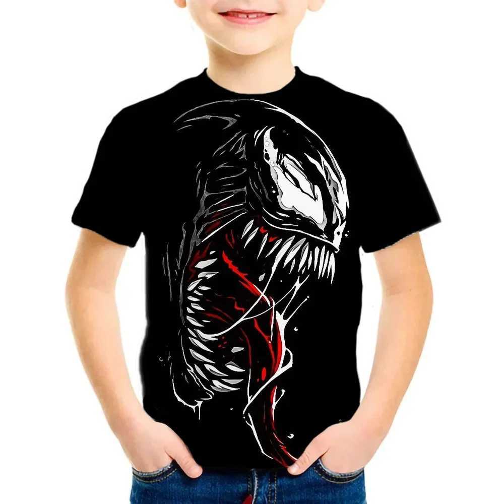4-14 Years Kids Boys Venom Short Sleeve 3D T-shirts Tops Clothes Baby Boys Print Tees Children Clothing Kids Outfit W250221