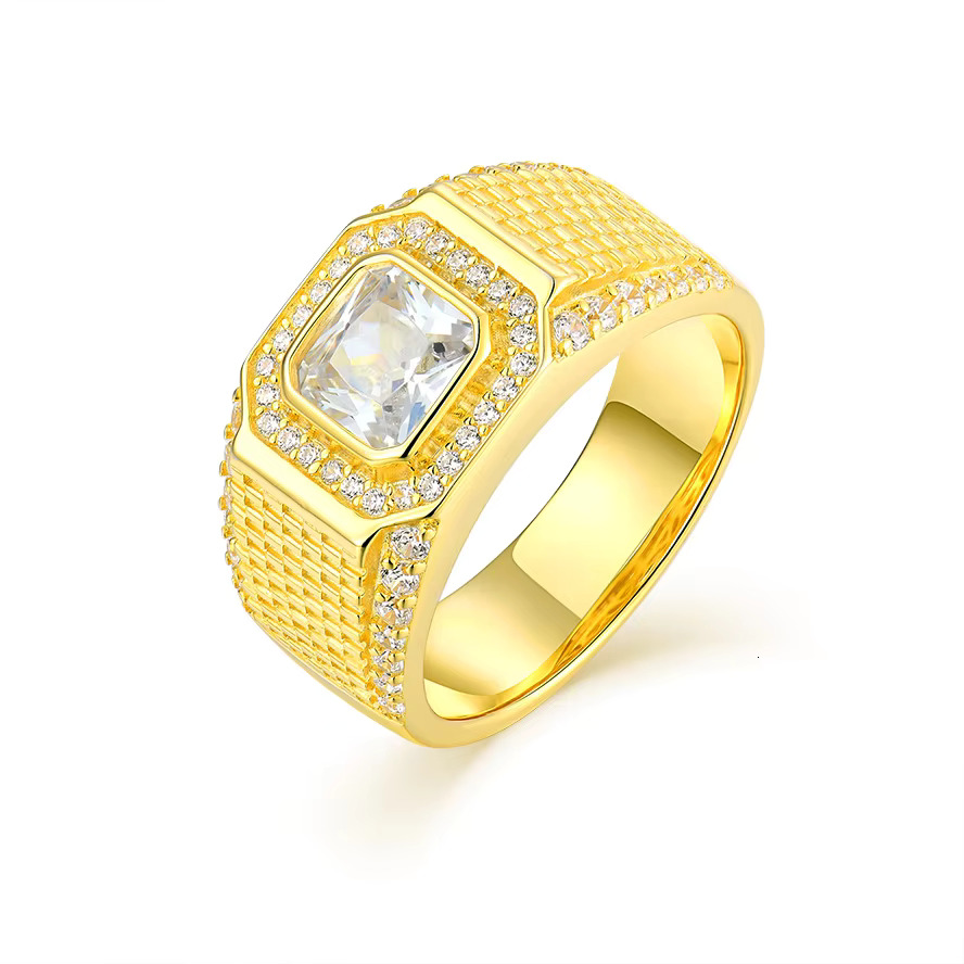 High Quality Gold Plated Sterg Sier Wedding Band Engagement Moissanite Ring With GRA Certificate