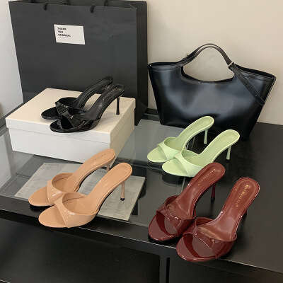 High Heel Slippers Women Wearing High End Fashion For Spring And Summer New Sweet Bow Fairy Style Pointed Toe High Heels
