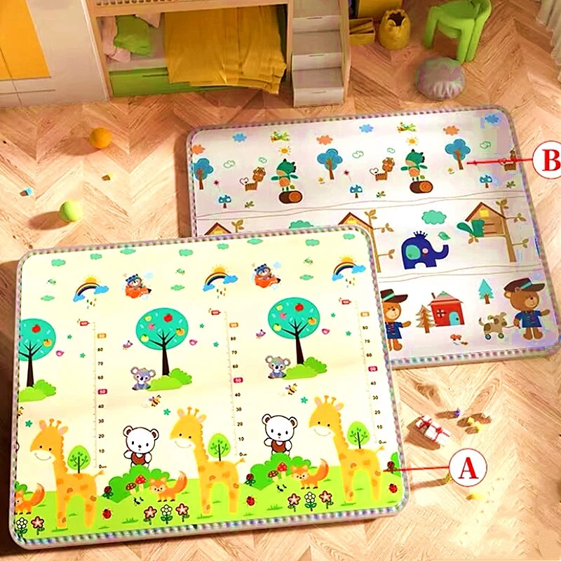 200cm180cm Thick Baby Crawling Play Mats Cartoon Lion Giraffe Folding Mat Carpet for Childrens Safety Rug Playmat 250221