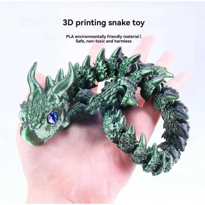 3D Printing Rotatable Articulated Dragons Western Sle Crystal Dragon Home Office Desktop ship Decoration Creative Gifts Free shipping