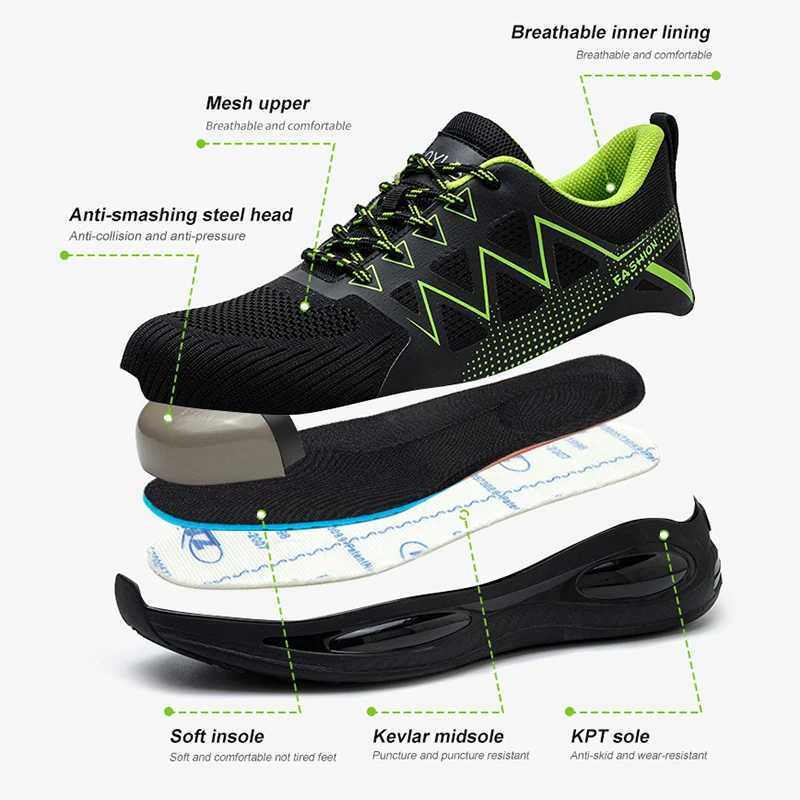 Steel Toe Wen Work Sneakers NEW Quality Top Breathable Lightweight Indestructible Men Safety Shoes Boots M Z250221