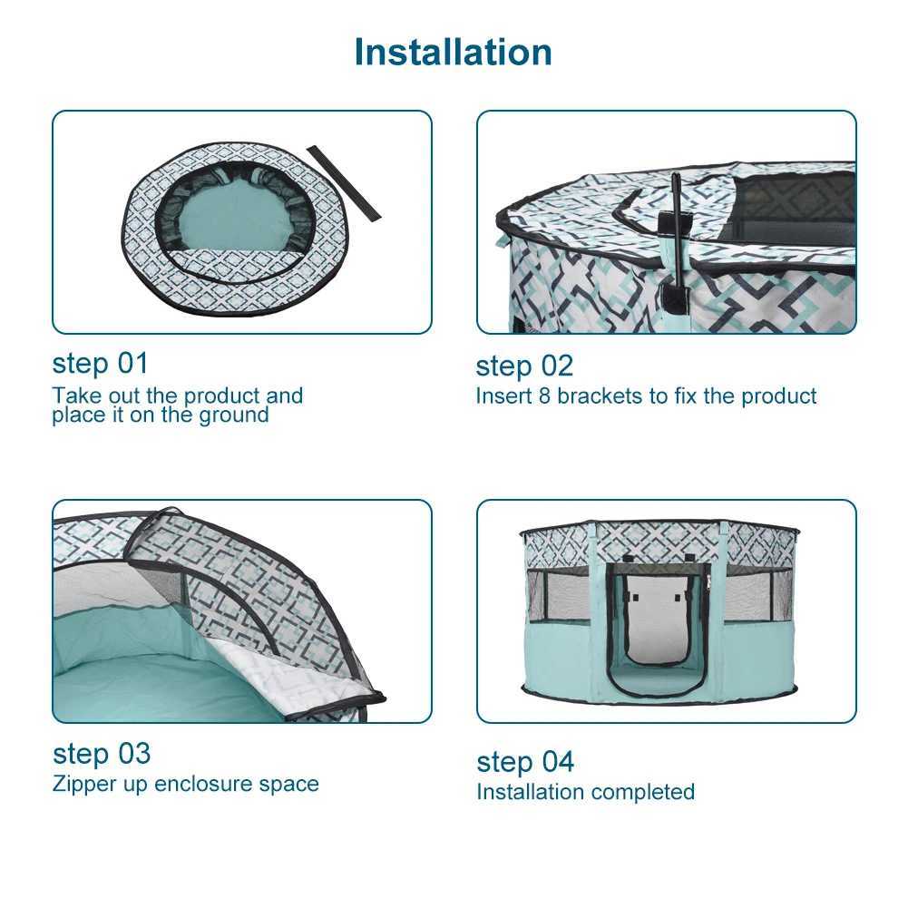 Dog Crates Kennels Indoor Pet Delivery Room Large Play Pen Folding Pet Tent Dog Cats House Octagonal Cage Tent Playpen Kennel Easy Operation Fence H25