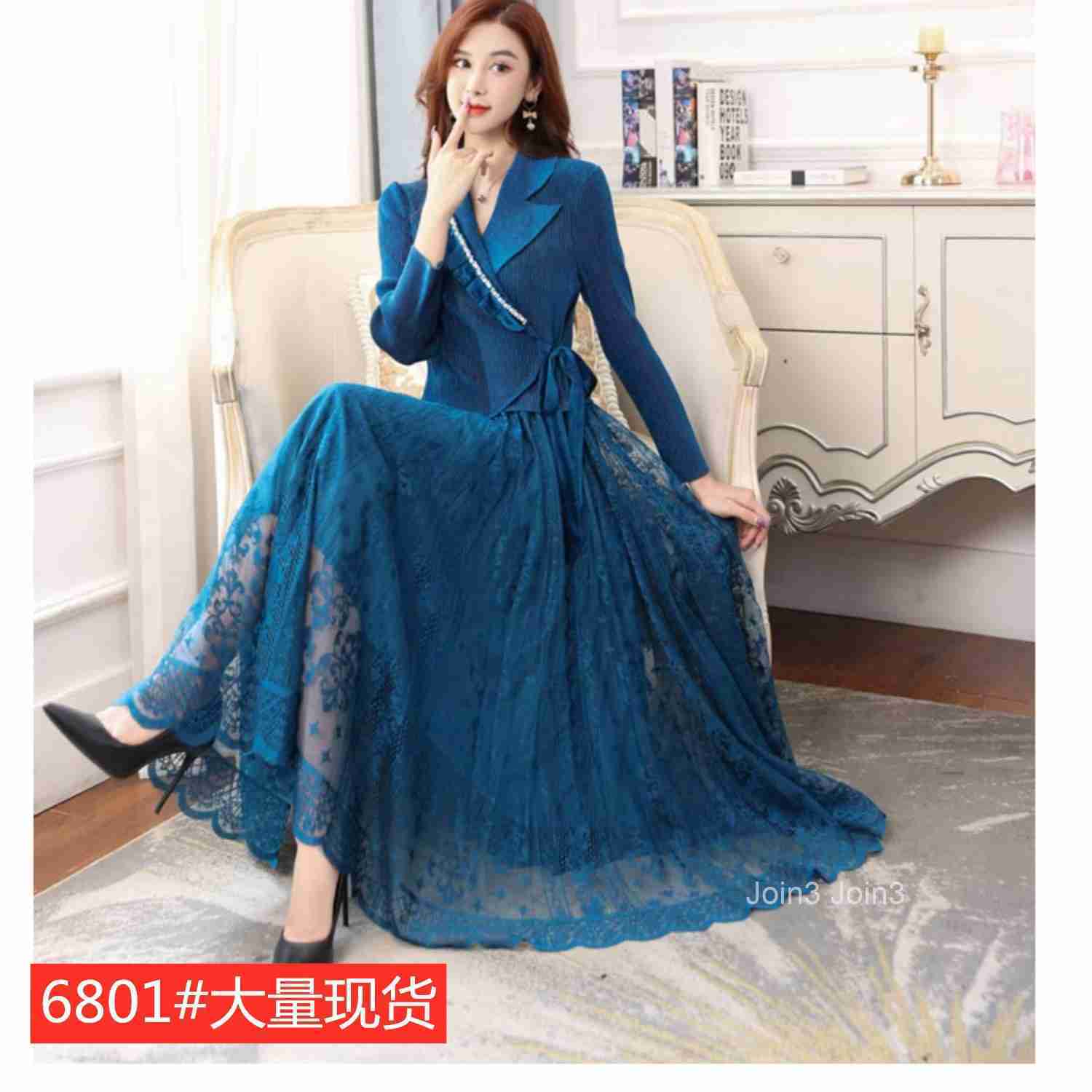 pleated autumn and winter new dress large skirt medium long style elegant long skirt