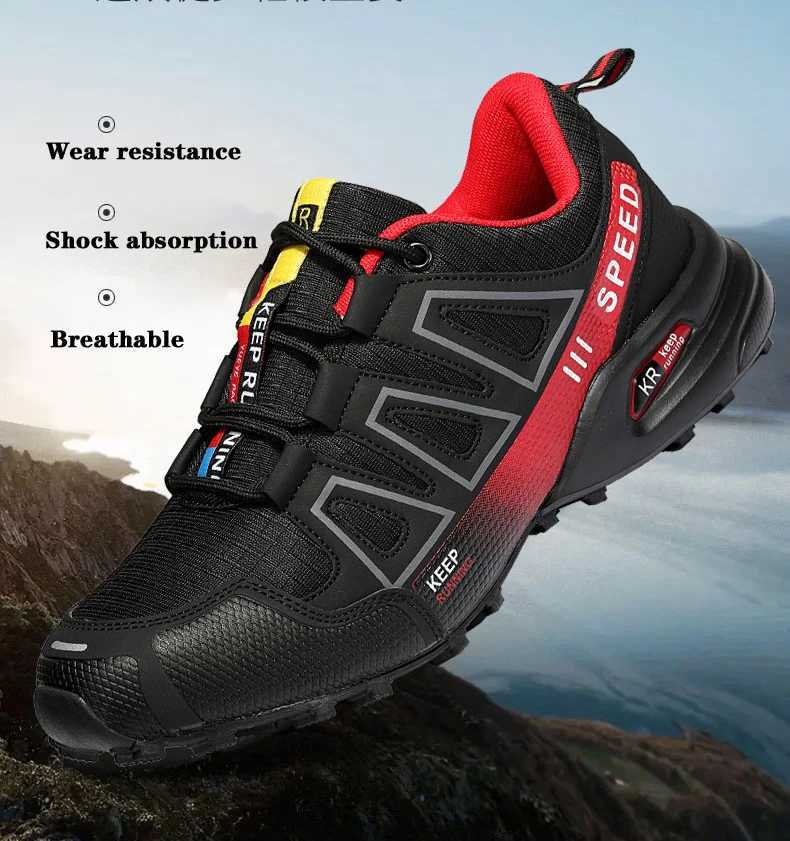2024 New Men Hiking Shoes Outdoor Trail Running Shoes Mesh Breathable Hiking Training Shoes Large Size 39-47 Casual Sports ShoesC250222