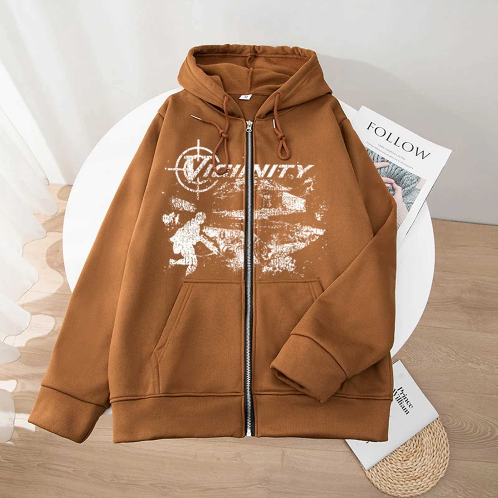Vicinity Stitch Cardigan For Men Large Casual Y2k Sweatshirt With Zipper Retro Print Oversized Hooded Sweatshirt Winter Button W250530