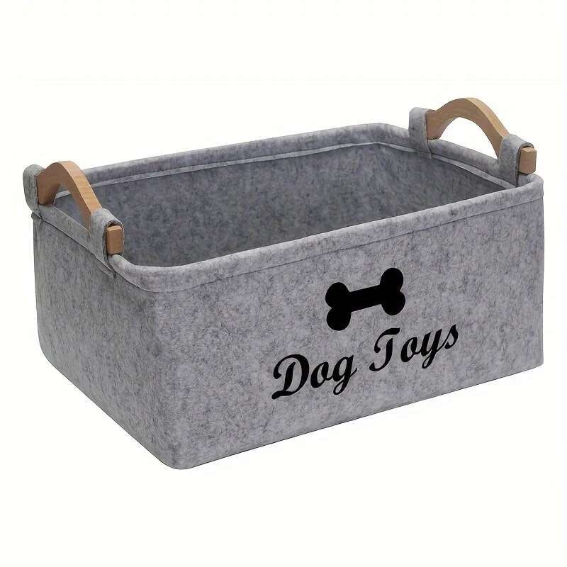 1pc Felt Dog Toy Box, Storage Basket Chest Organizer For Organizing Pet Toys, Blankets, Leashes And Food