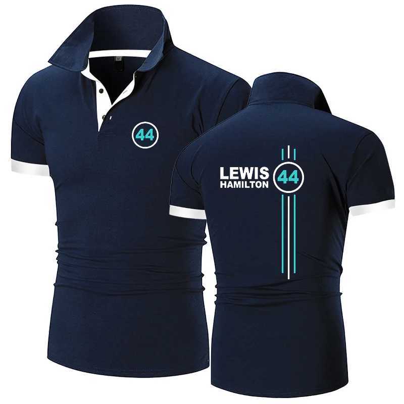 Men's Polos F1 driver Lewis Hamiltons Digital 44 polo shirt summer short sleeved high-quality price compared to the shirt paradigm daily button t