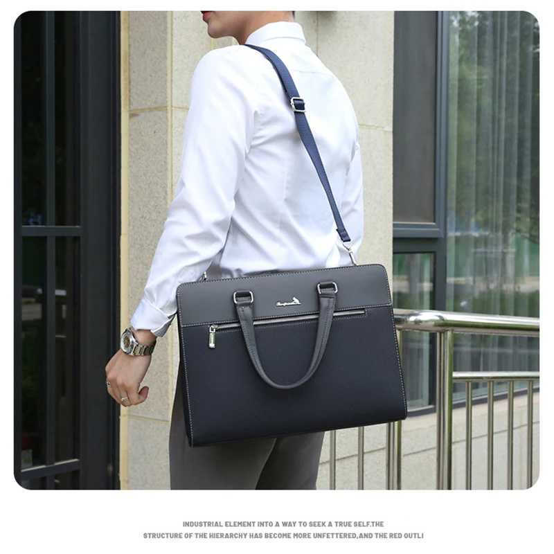 PU leather briefcase mens laptop executive designer handbag shoulder business messenger cross body bag combination Z250220