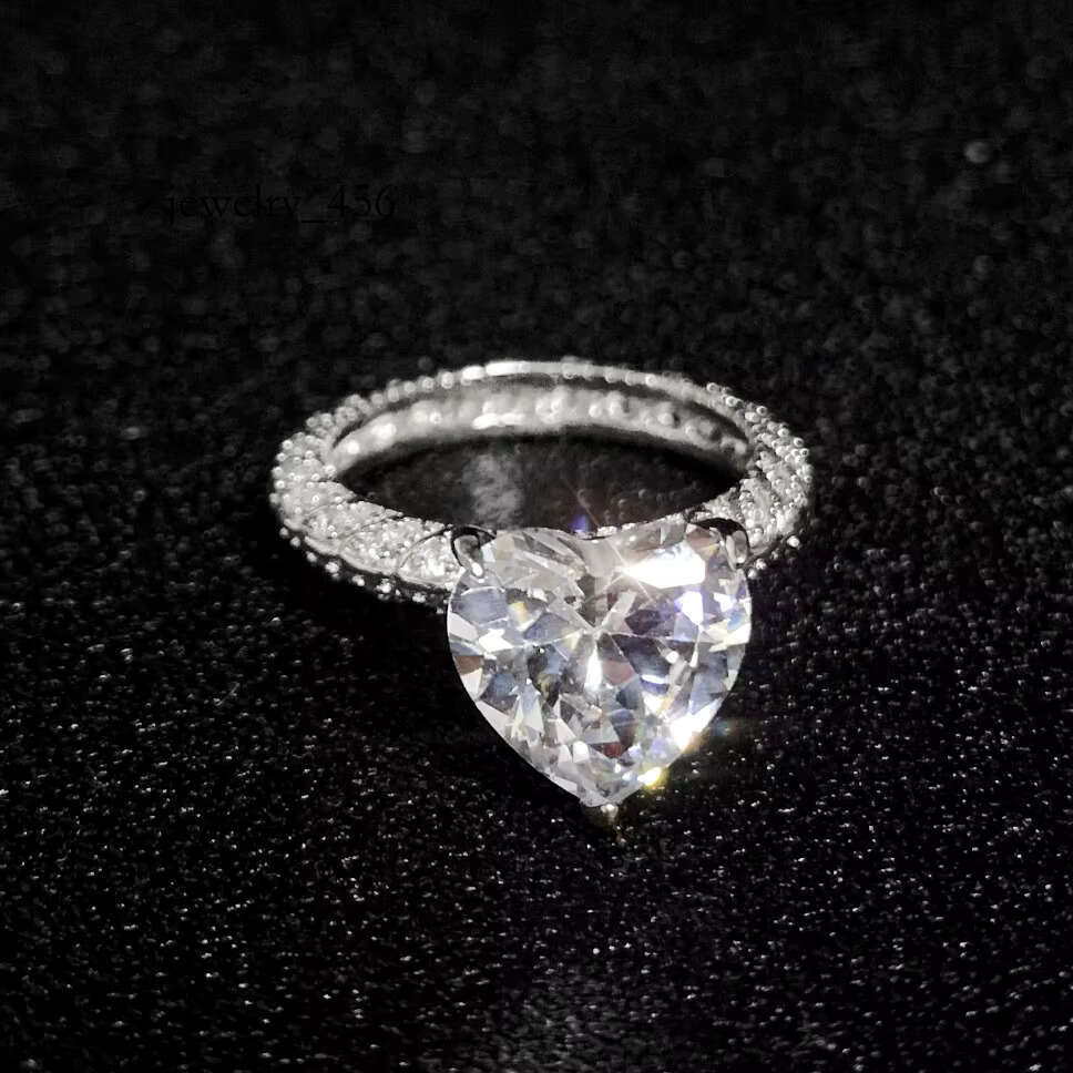 FOXI Factory Sterg Sier Promise Rhodium Plated Heart 4CT VVS D Moissanite Wedding S Aurora Rings Fine Jewelry